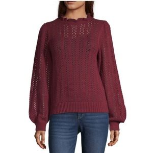 A.N.A. mock neck puff sleeve sweater